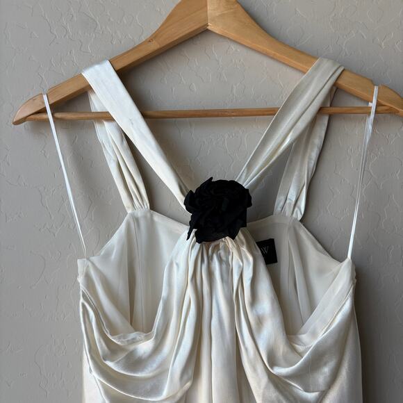 NEW J. Crew Collection Halter Top Rosette Crepe Ivory Satin Blouse Size Small - Picture 3 of 9